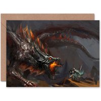 Artery8 Knight Fire Breathing Dragon Art Blank Just to Say Card