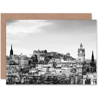 Artery8 Edinburgh Castle B&W City View Scottish Scotland Card