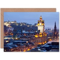 Edinburgh Castle Night City View Scottish Scotland Card