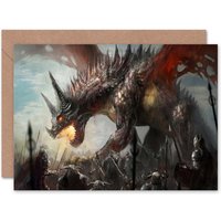 Artery8 Fantasy Knights Army Dragon Art Blank Just to Say Card