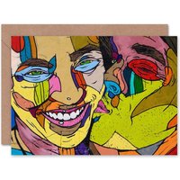 Graffiti Faces Kiss Abstract Anniversary Valentines Card
