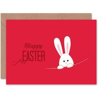Artery8 Pocket Bunny Cartoon Red Easter Child Kids Card