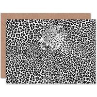 Artery8 Leopard Print Pattern Illusion Black White Animal Card