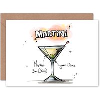 Martini Cocktail Drink Recipe Drawing Birthday Card