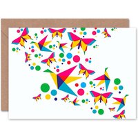 Origami Birds Butterflies Abstract Art Card