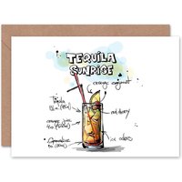 Tequila Sunrise Cocktail Drink Friendship Card