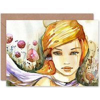 Watercolour Woman Bubbles Art Blank Just to Say Card