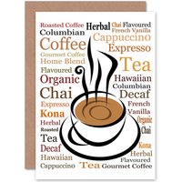 Artery8 Coffee Lover Tea Cup Modern Typography Bright Birthday Card