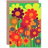 Artery8 Multi Coloured Flowers Spring Greetings Card