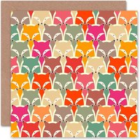 Abstract Colourful Fox Lover Pattern Foxes Animal Card