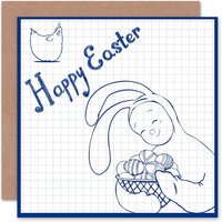 Egg Basket Bunny Costume Hunt Easter Card