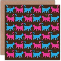 Wee Blue Coo Cats Boy Love Pattern Anniversary Valentines Card