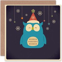 Cartoon Snowflakes Owl Christmas Card
