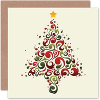 Artery8 Swirl Pattern Xmas Tree Elegant Modern Christmas Card
