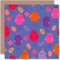 Wee Blue Coo Eggs Chicks Pattern Easter Card