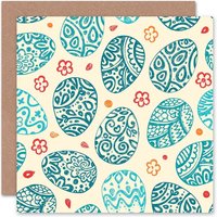 Artery8 Ornate Egg Flower Pattern Easter Card