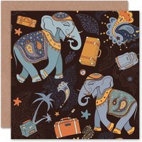 Artery8 Travel Cartoon Elephant Art Blank Just to Say Card