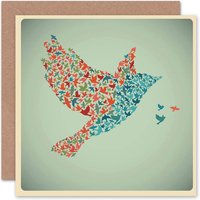 Artery8 Flying Birds Multi Colour Pattern Art Card
