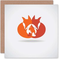 Love Cartoon Hearts Fox Anniversary Valentines Card