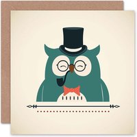 Gentleman Pipe Cartoon Owl Fathers Day Card