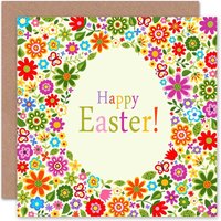 Egg Colourful Flower Pattern Easter Card