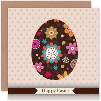 Flower Painted Egg Simple Floral Easter Card