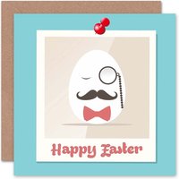 Gentleman Egg Monocle Moustache Bow Tie Cartoon Easter Card