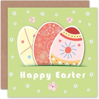 Artery8 Simple Modern Painted Eggs Easter Card