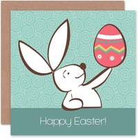 Bunny Rabbit Egg Cartoon Easter Card