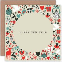 Festive Christmas Circle Pattern Year Card