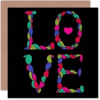 Love Bright Typography Word Anniversary Valentines Card