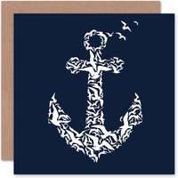 Seagulls Anchor Birds Art Blank Just to Say Card