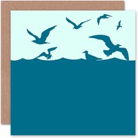 Seagulls Water Sky Birds Art Blank Just to Say Card