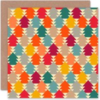 Colourful Tree Pattern Christmas Card