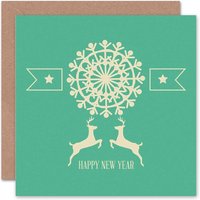 Snowflake Year Deer Christmas Card