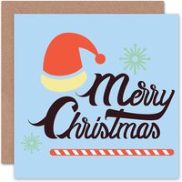 Merry Santa Hat Retro Christmas Card