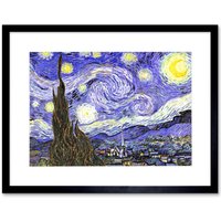 Old Master Painting Van Gogh Starry Night Star Sky Swirl Brushstrokes Post Impressionism Print Framed Wall Art Print Picture 12X16 inch