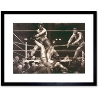 Sport Boxing Ring Knockout Jack Dempsey Versus Luis Firpo Polo Grounds York Framed Wall Art Print Picture 12X16 inch