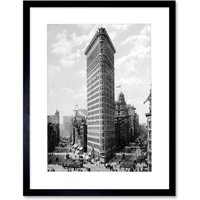 Flat Iron Building NY 1903 History Old BW Photo 12x16" Framed Art W12" x H16"