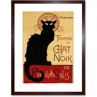 Wall Art Print Cat Chat Noir Rodolphe Salis Paris Artwork Framed 9X7 Inch Brown W7" x H9"