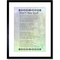 Wall Art Print Dont You Quit Poem Motivation Quote Artwork Framed 9X7 Inch W7" x H9"