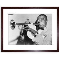 Wall Art Print Photo Music Jazz Louis Armstrong Playing Trumpet Artwork Framed 9X7 Inch W7" x H9"