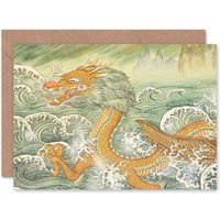 Artery8 Buddhism Drawing Dragon Birthday Card
