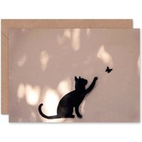 Artery8 Cat Lover Kitten Playing with Butterfly Street Graffiti Card