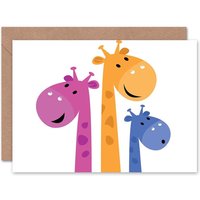 Artery8 Colourful Family Isolated On White Birthday Child Kids Card