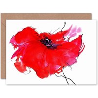 Artery8 Dt Single Painted Poppy Birthday Card