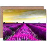 Artery8 Lavender Field Flowers Provence France Sunrise Floral Card