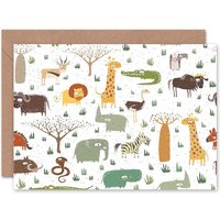 Abstract African Animals Collage Art Blank Just to Say Card