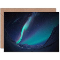 Aurora Borealis Northern Lights Mountain Landscape Card