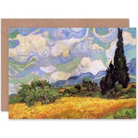 Van Gogh Painting Wheat Field Cypresses Landscape Card